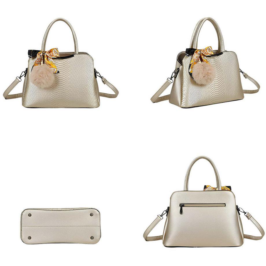 Gallantry Borsa da donna effetto serpente con foulard e pompon decorativo  