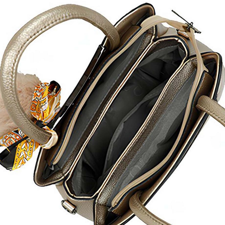 Gallantry Borsa da donna effetto serpente con foulard e pompon decorativo  