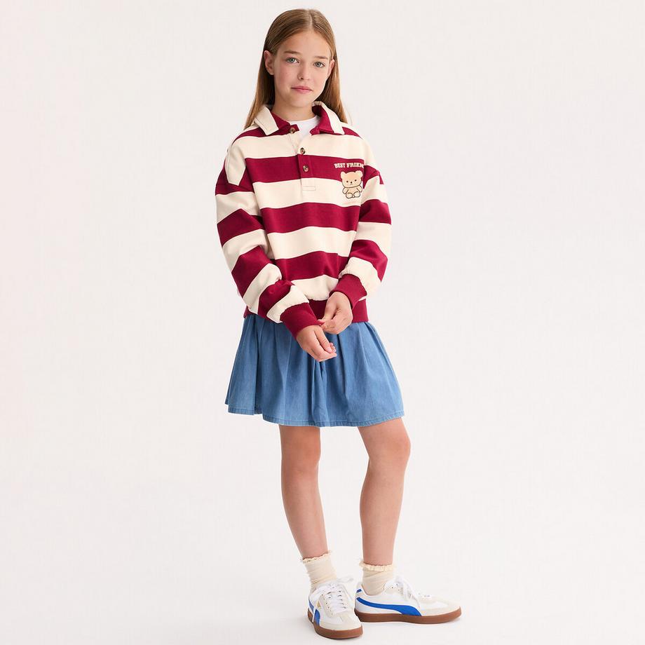 Sweat rayé avec col polo