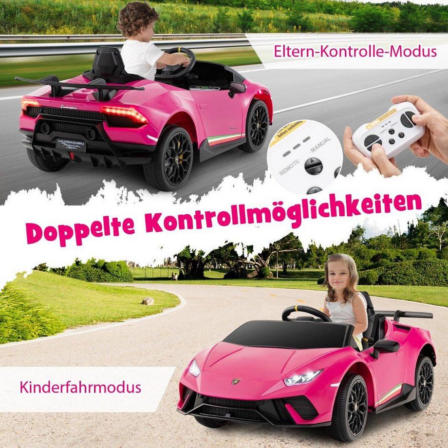 B2X  Kinder Elektroauto Lamborghini 12V Kinderauto Elektrisch mit Fernbedienung Rosa 