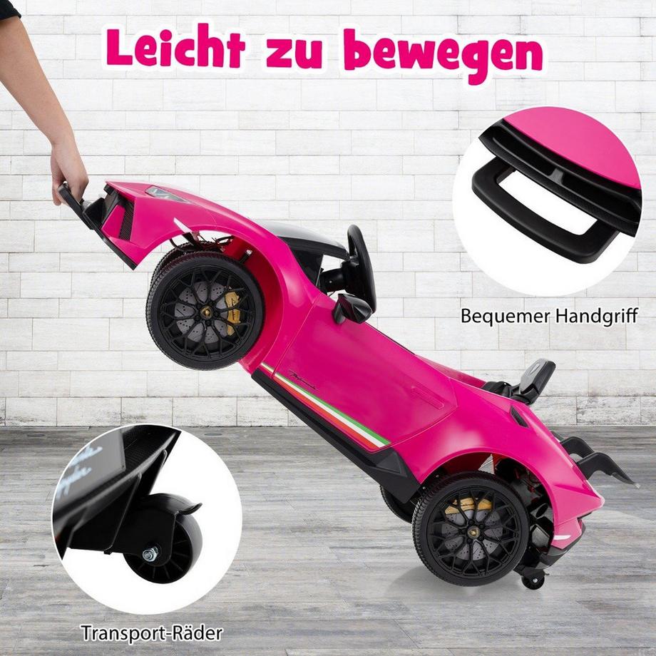 B2X  Kinder Elektroauto Lamborghini 12V Kinderauto Elektrisch mit Fernbedienung Rosa 