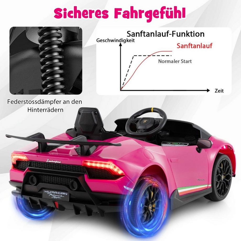 B2X  Kinder Elektroauto Lamborghini 12V Kinderauto Elektrisch mit Fernbedienung Rosa 