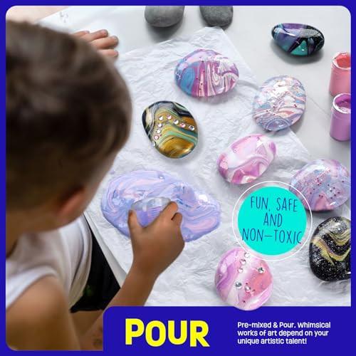 Activity-board  Coffret de peinture 2 en 1 - Pierres - Lumières - Coulées de couleurs - Set de peinture créative pour enfants 