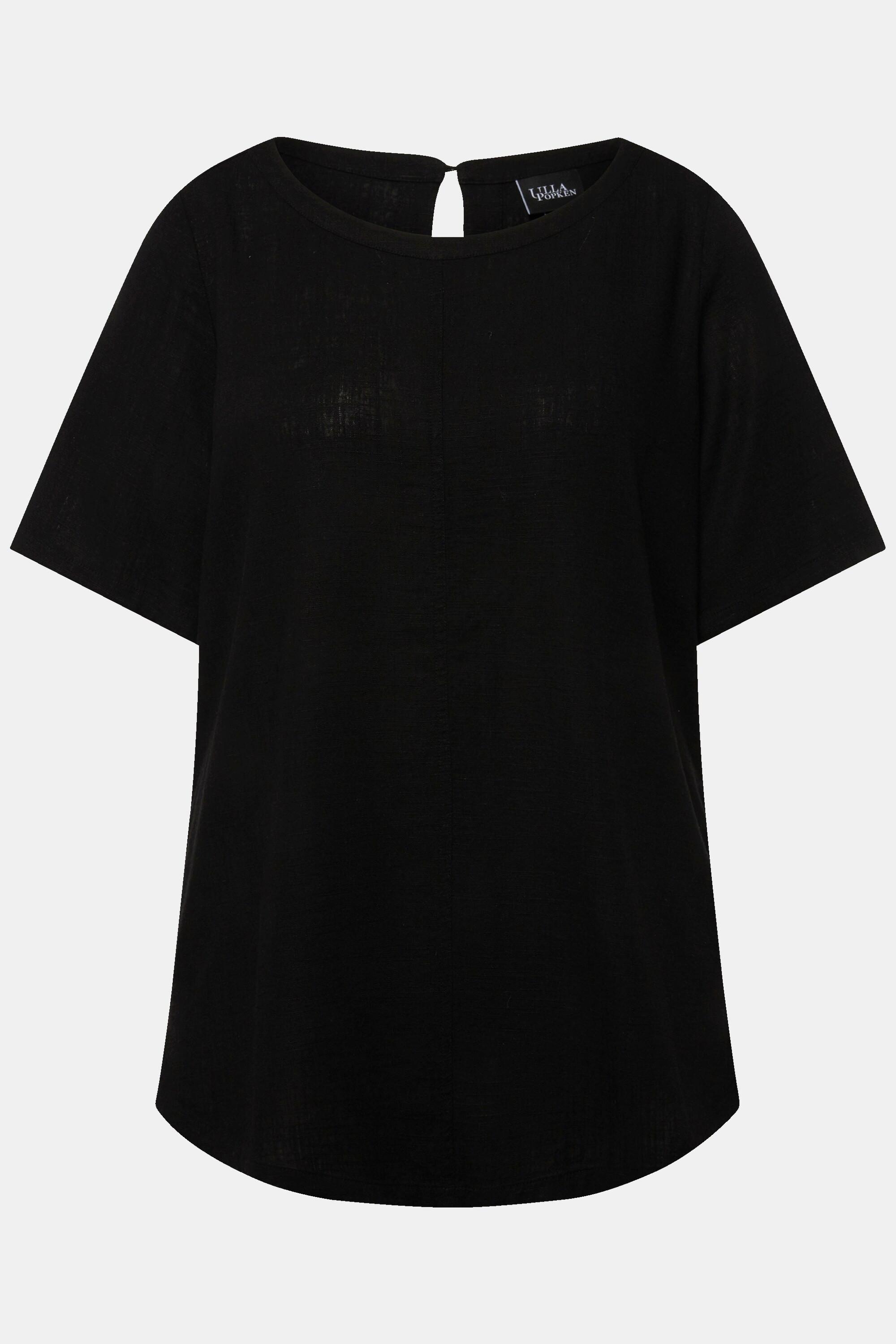 Ulla Popken Blusa Misto Lino Linea A Girocollo Mezza Manica  