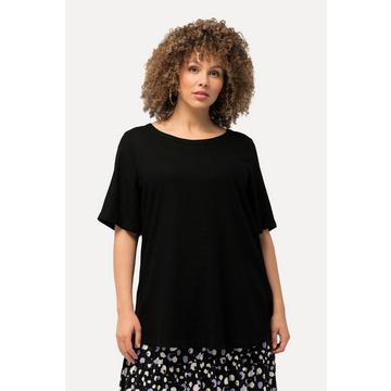 Blouse ligne A en lin mélangé, encolure ronde et manches courtes