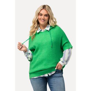 Ulla Popken  Maglione dal taglio oversize con cappuccio, maglia particolare e mezze maniche 