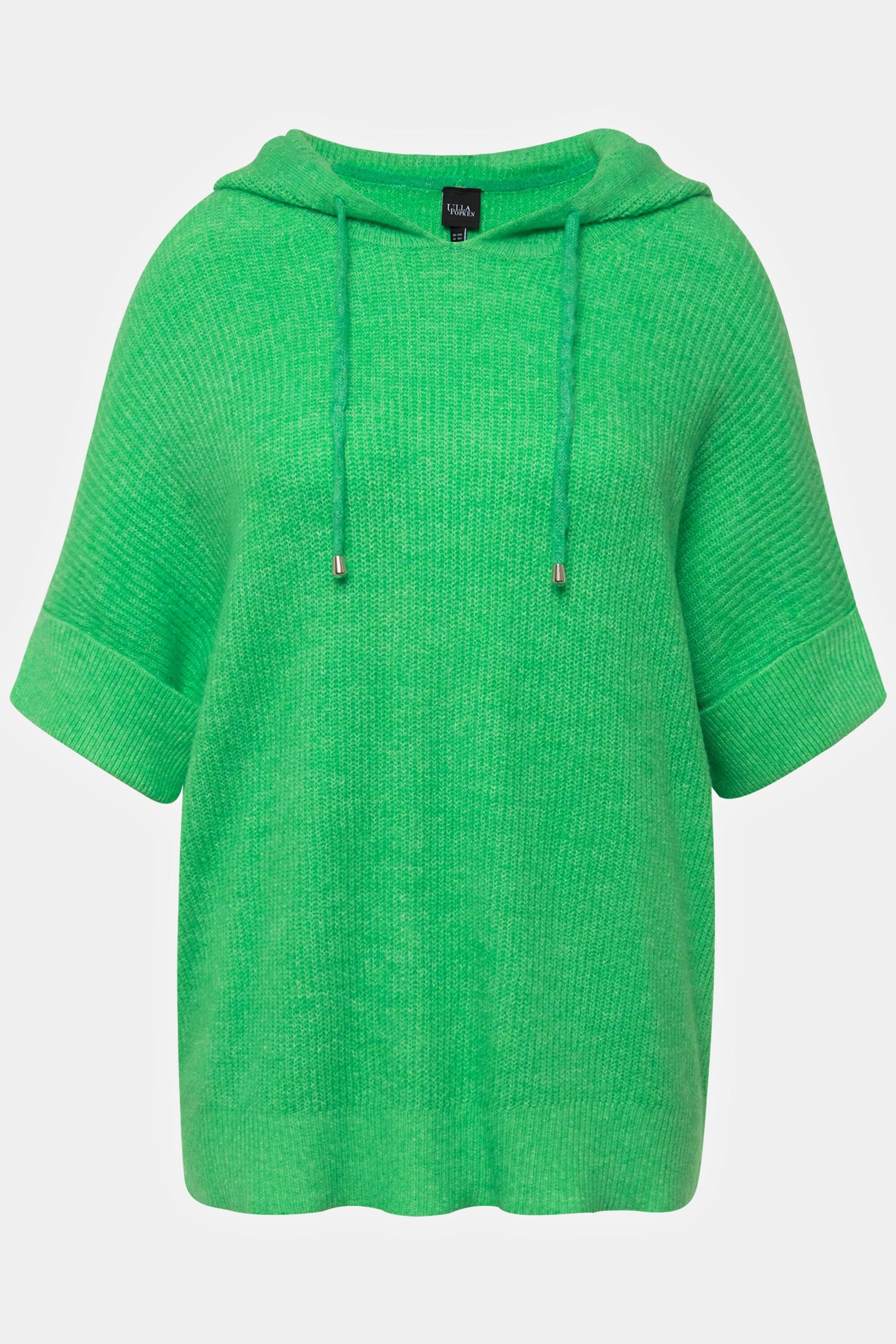 Ulla Popken  Pullover, Kapuze, Oversized, Halbarm, Fancystrick 