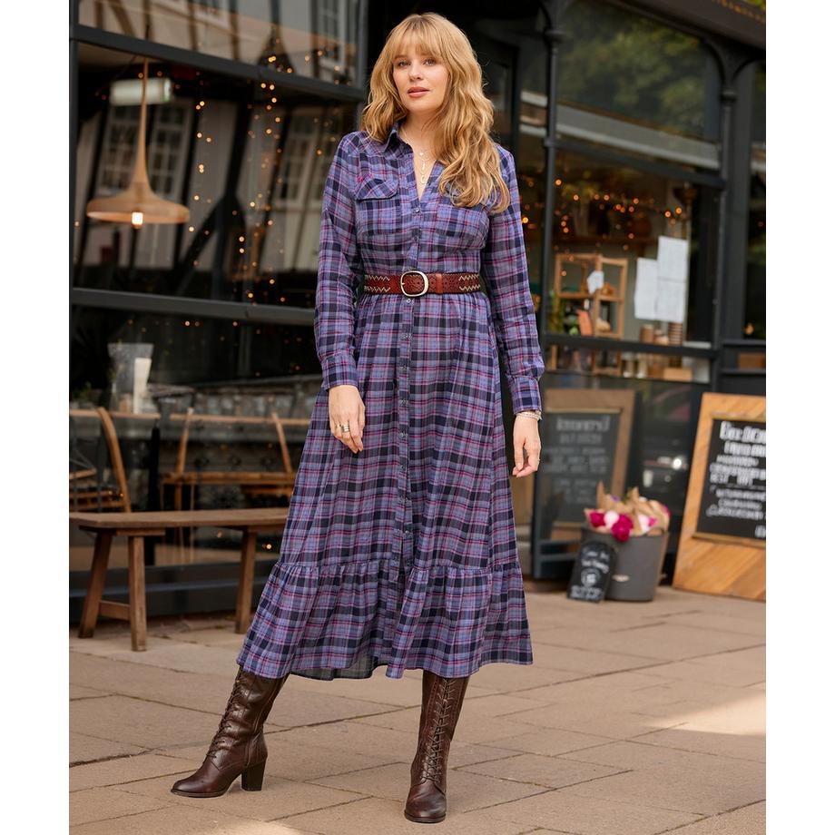 Joe Browns  Robe Longue à Carreaux Boutonnée Western 