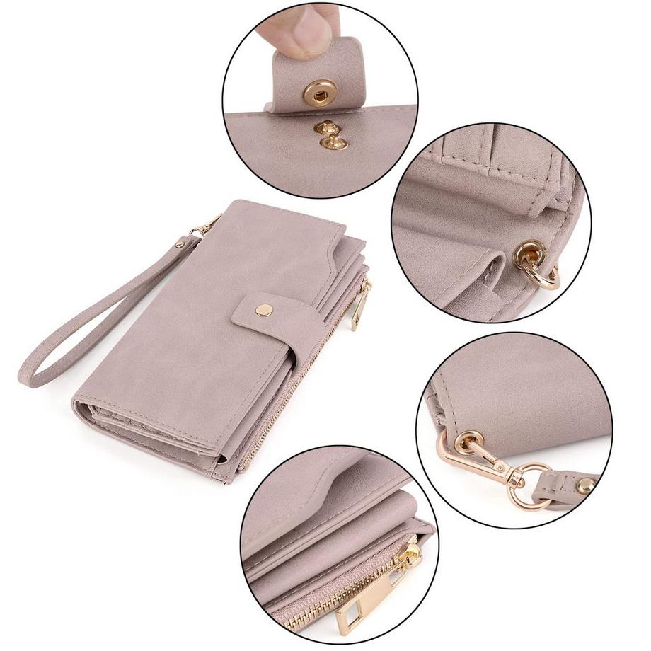 Only-bags.store Blocco RFID Grande Capacità Portafoglio Clutch in Pelle Vegana  