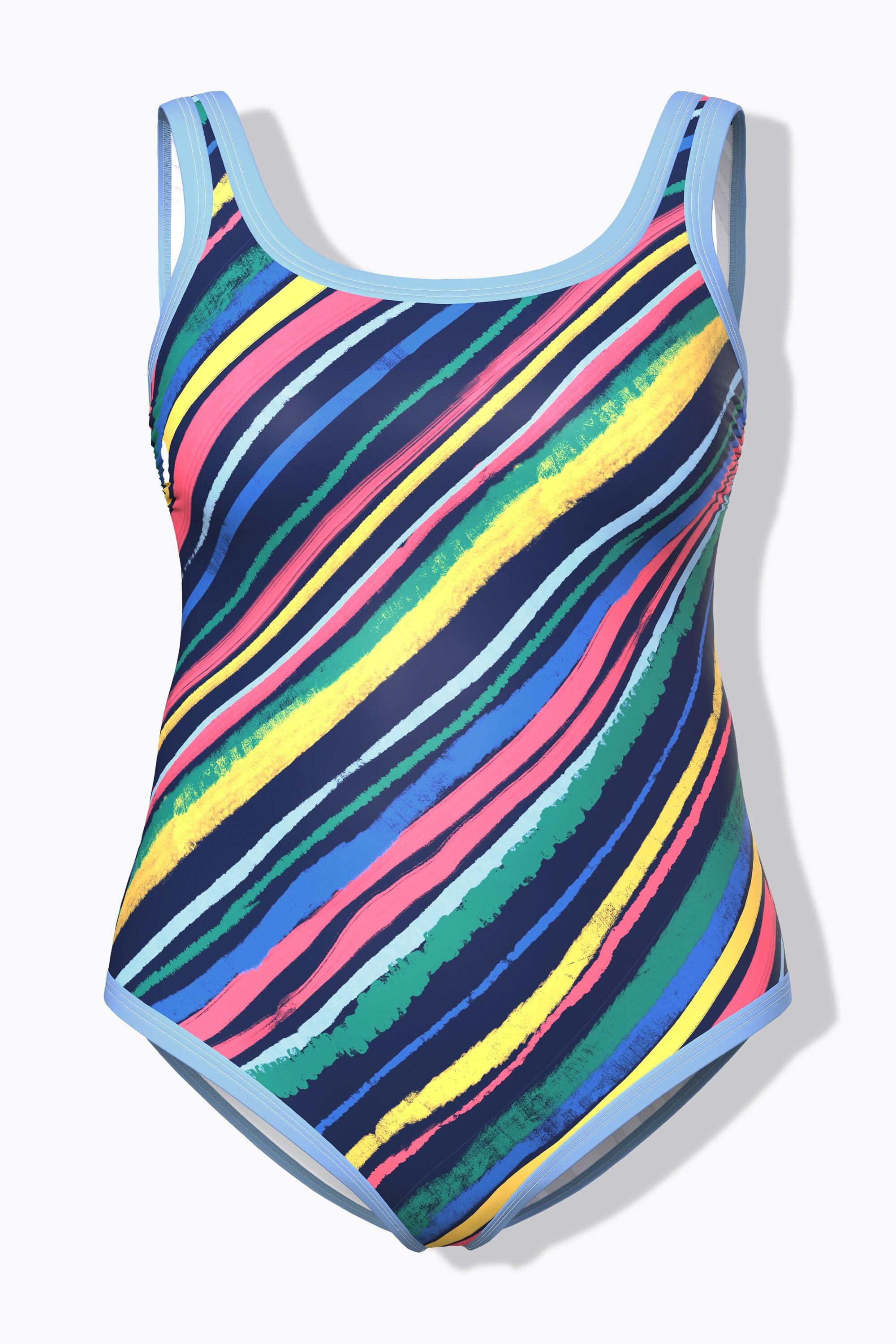 Ulla Popken Costume da bagno righe diagonali senza coppe morbide  