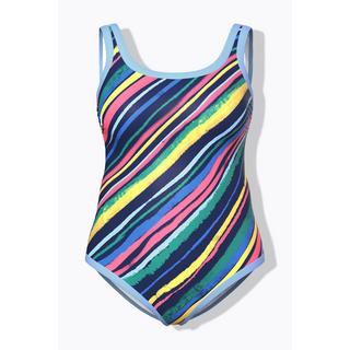 Ulla Popken Costume da bagno righe diagonali senza coppe morbide  