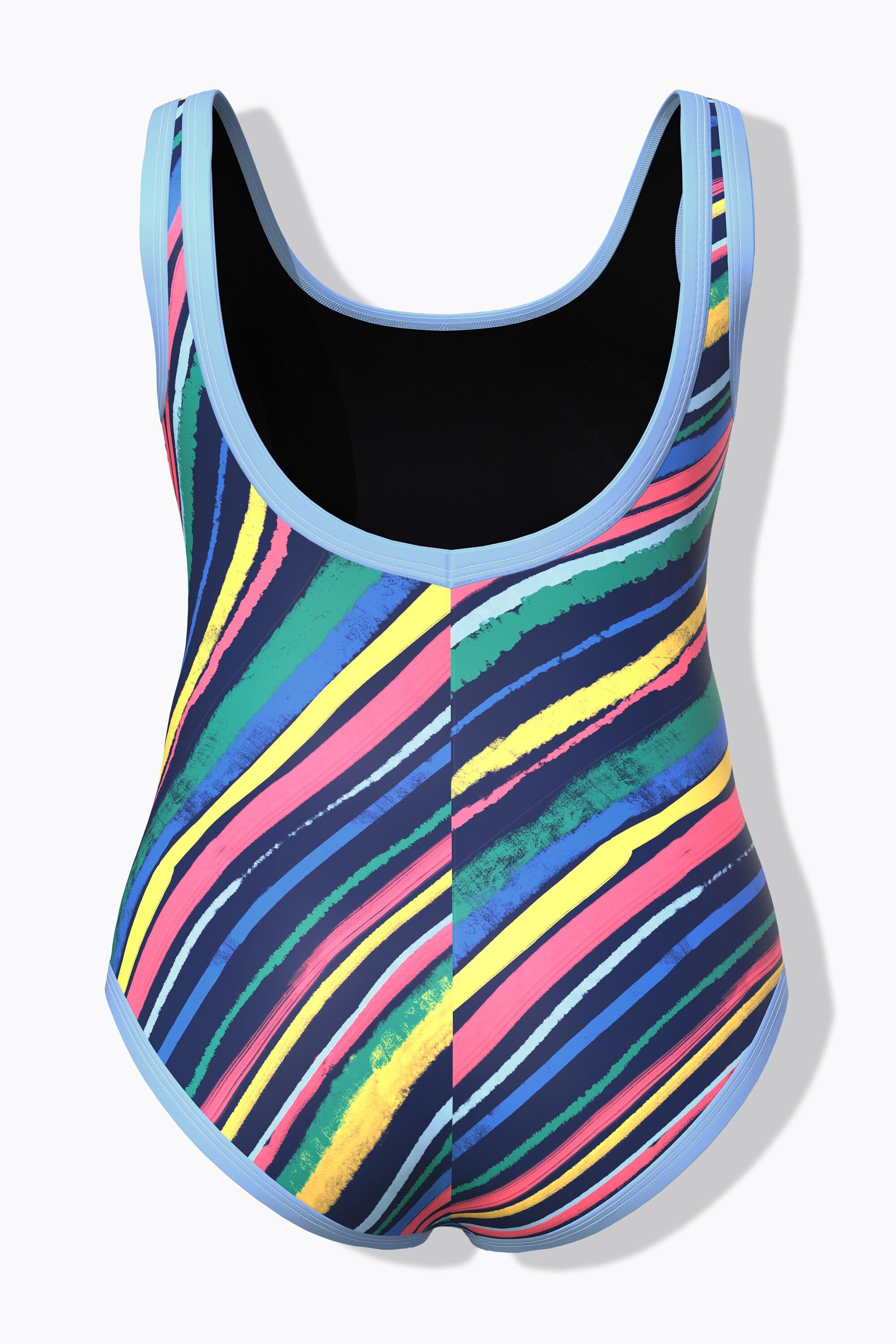 Ulla Popken Costume da bagno righe diagonali senza coppe morbide  