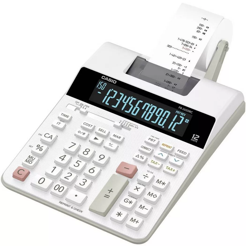 CASIO – Tischrechner druckend FR2650RC 12-stellig, Taubengrau