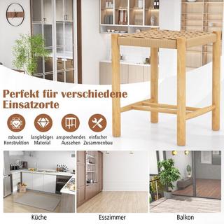 Northio Ensemble de tabourets de salle à manger, structure en bois d'hévéa et assise en papier tressé, 36 x 36 x 45 cm  