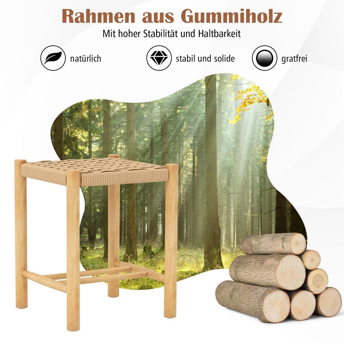 Northio Ensemble de tabourets de salle à manger, structure en bois d'hévéa et assise en papier tressé, 36 x 36 x 45 cm  