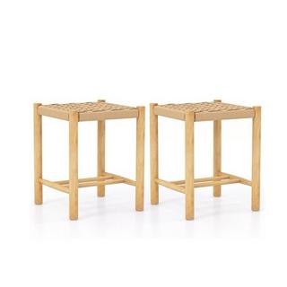 Northio Ensemble de tabourets de salle à manger, structure en bois d'hévéa et assise en papier tressé, 36 x 36 x 45 cm  