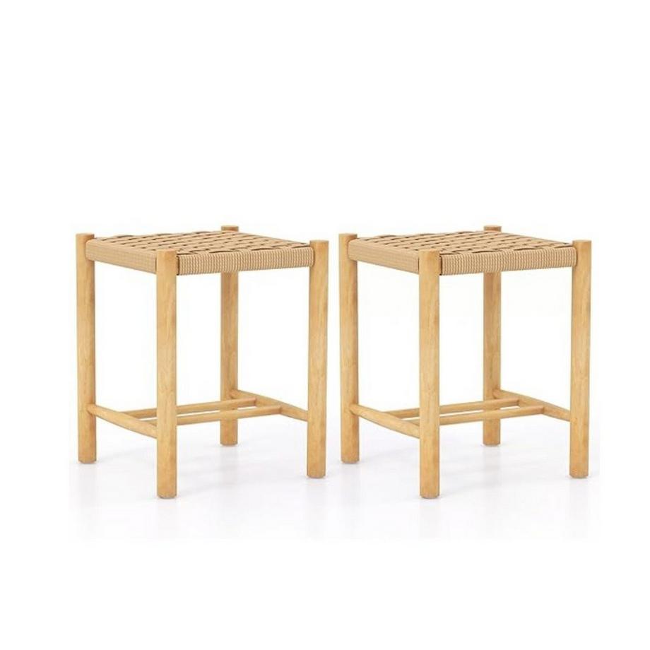 Esszimmerhocker-Set Rahmen aus Gummibaumholz & Sitz aus geflochtenem Papier 36 x 36 x 45 cm