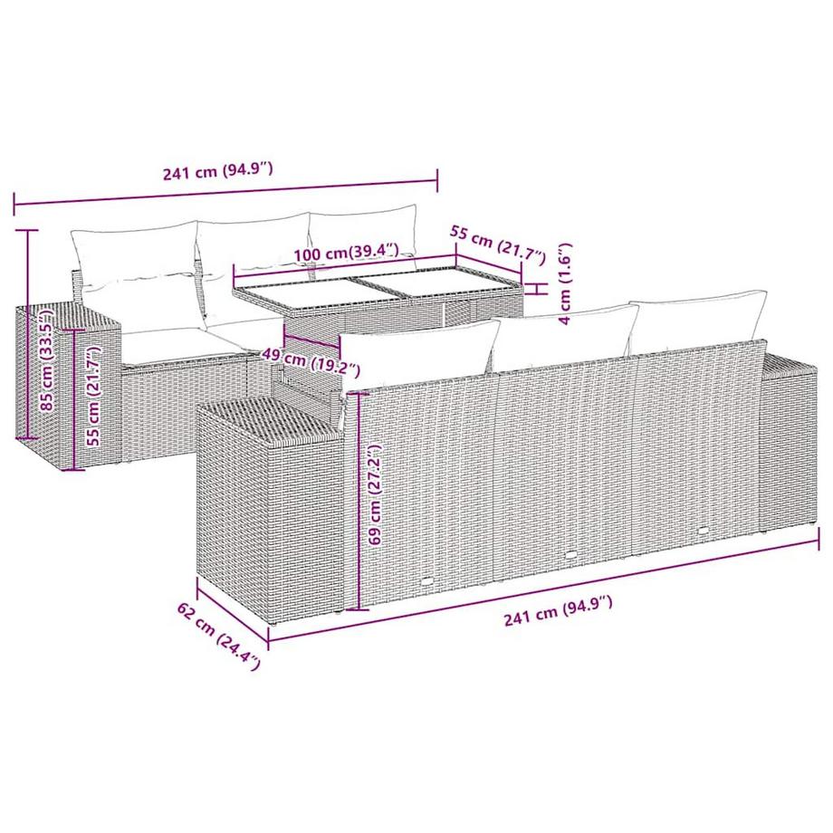 VidaXL Ensemble de canapés de jardin rotin synthétique  