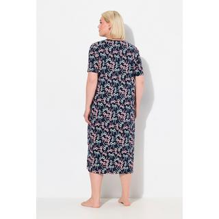 Ulla Popken  Chemise de nuit, motif nœuds, col rond et manches courtes 