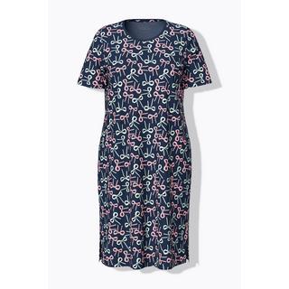 Ulla Popken  Chemise de nuit, motif nœuds, col rond et manches courtes 