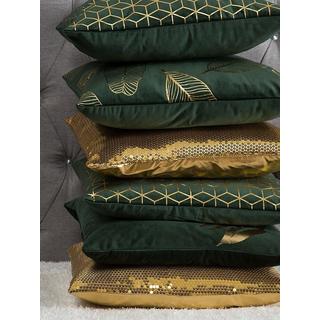 Beliani Lot de 2 coussins en Velours Glamour FERN  