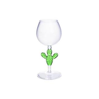 Vente-unique Bicchiere da vino piedi cactus D. 8,5 x H. 19,5 cm Trasparente e Verde - Lotto di 4 - GELLIF  