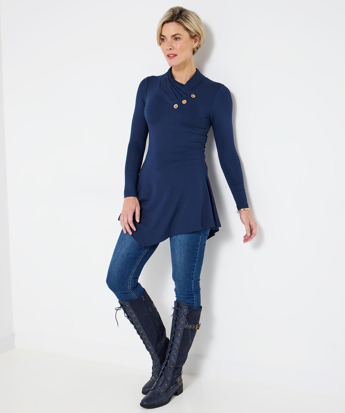 Joe Browns Tunika Schalkragen Asymmetrische Lange Ärmel  