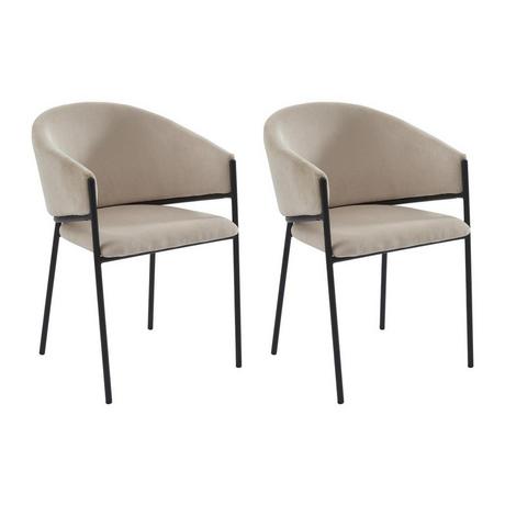 PASCAL MORABITO Lot de 2 chaises avec accoudoirs en velours côtelé et métal noir - Crème - ORDIDA de Pascal MORABITO  