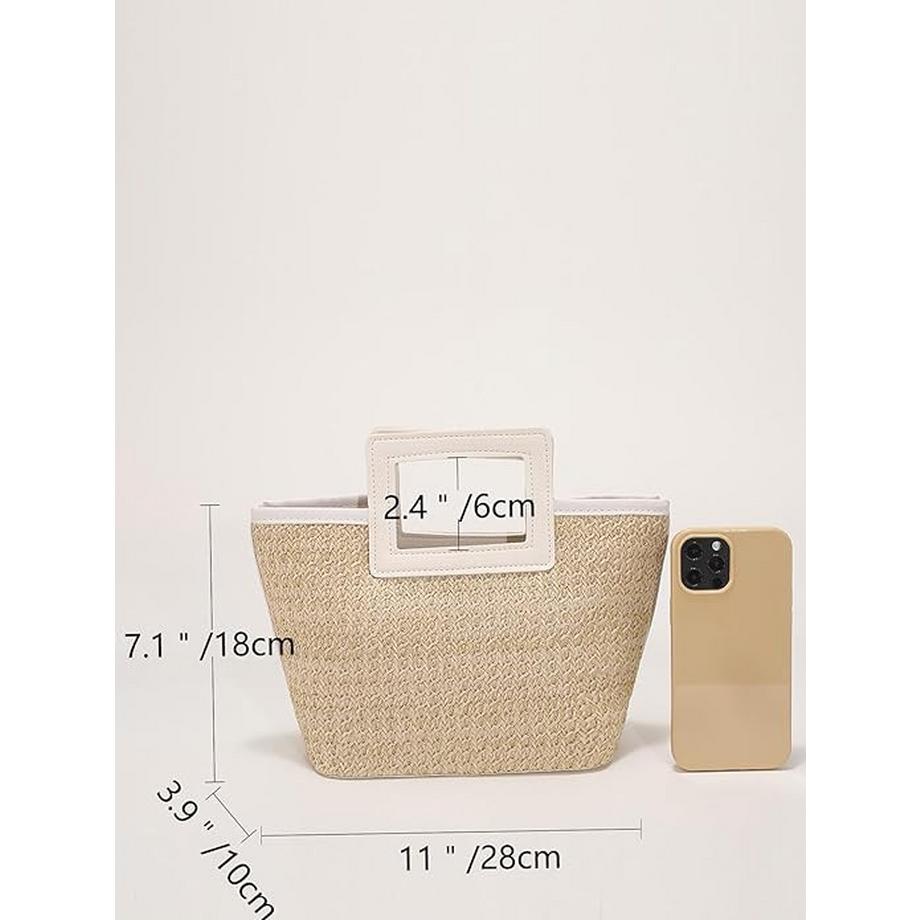 Only-bags.store Gewebte Stroh Kontrast Tote Bag  