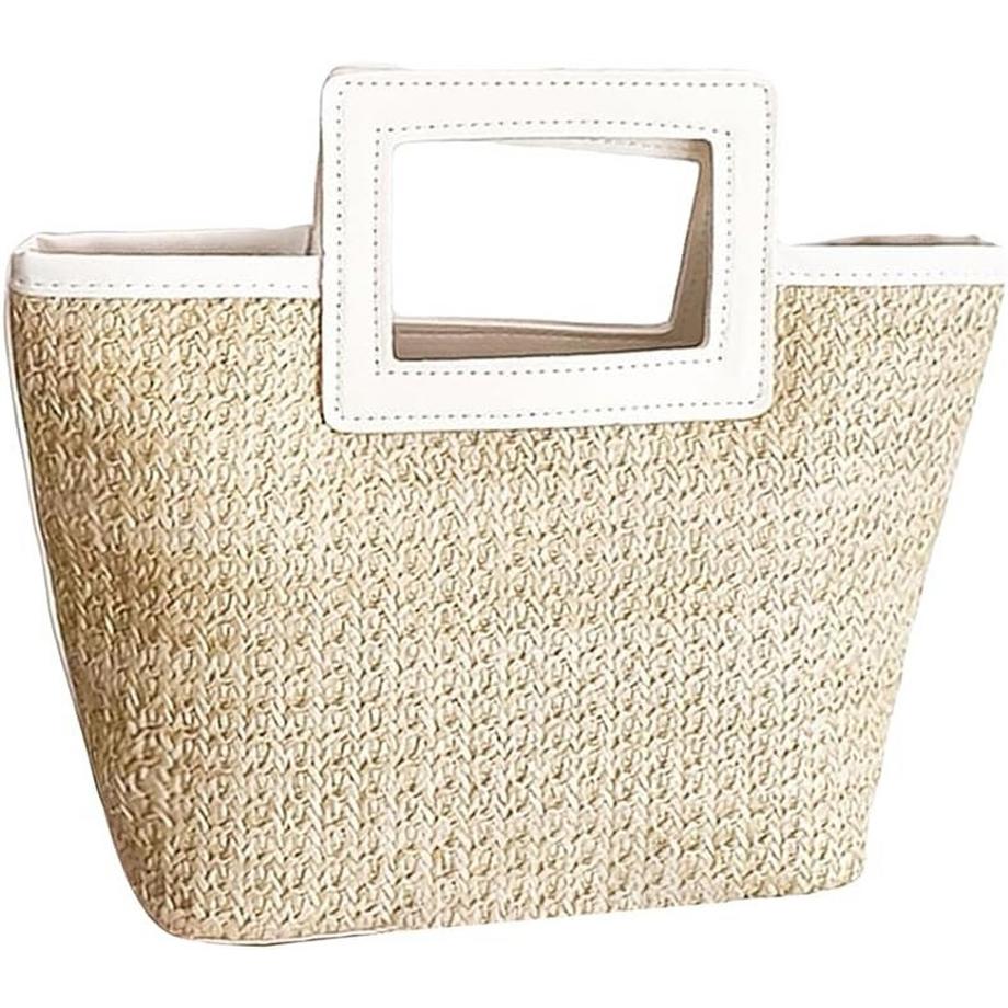 Only-bags.store Gewebte Stroh Kontrast Tote Bag  