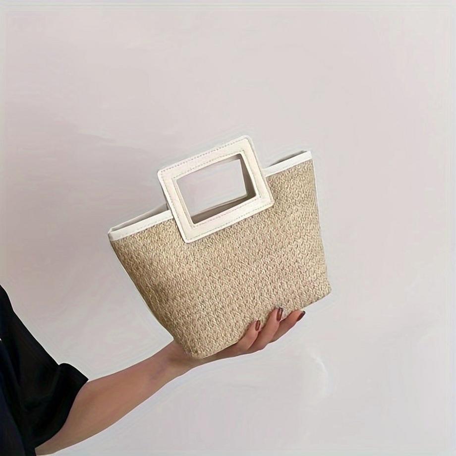 Only-bags.store Gewebte Stroh Kontrast Tote Bag  