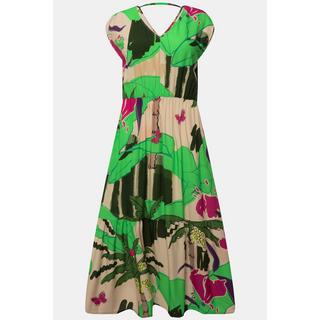 Ulla Popken Maxi Abito Stampa Palme Scollo a V Senza Maniche  