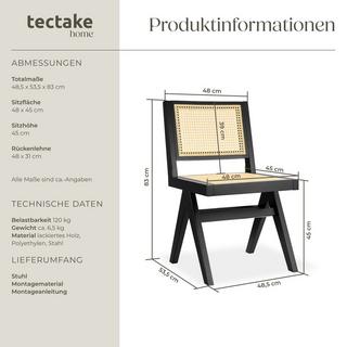 Tectake Chaise en bois LISSY style bohème une pièce  