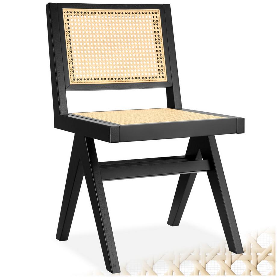 Tectake Sedia in legno Lissy con intreccio viennese, stile boho  