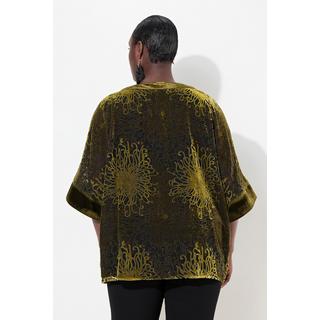 Ulla Popken  Chemisier oversize en velours dévoré, col rond et manches courtes 