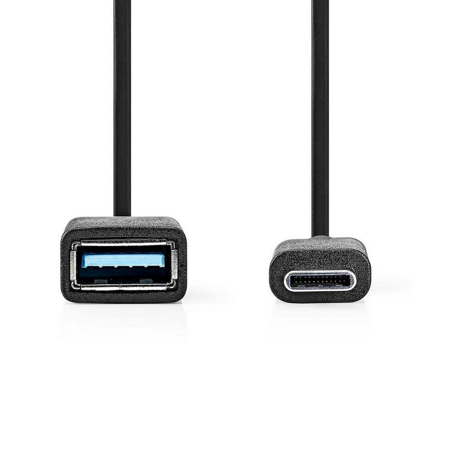 Nedis  USB-C™ Adapter | USB 3.2 Gen 1 | USB-C™ Stecker | USB-A Buchse | 5 Gbps | 0,15 m | Rund | Vernickelt | PVC | Schwarz | Box 