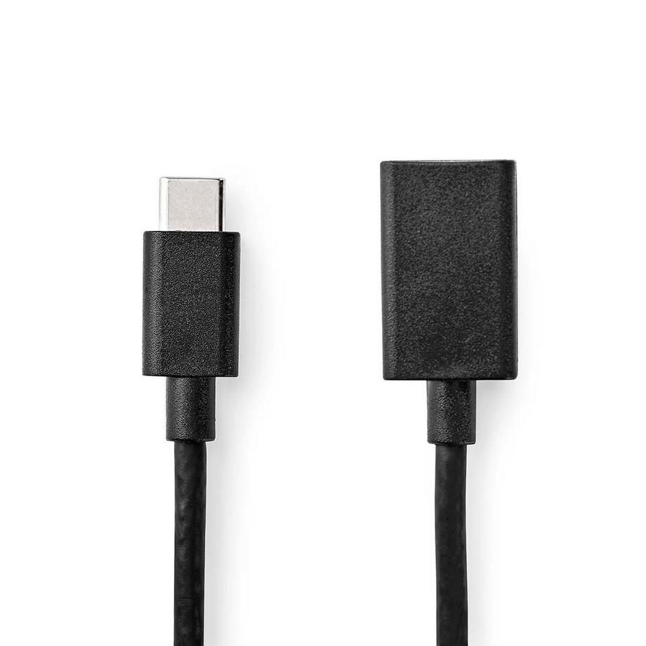 Adaptateur USB-C™ | USB 3.2 Gen 1 | USB-C™ mâle | USB-A femelle | 5 Gbps | 0.15 m | Rond | Nickelé | PVC | Noir | Boîte