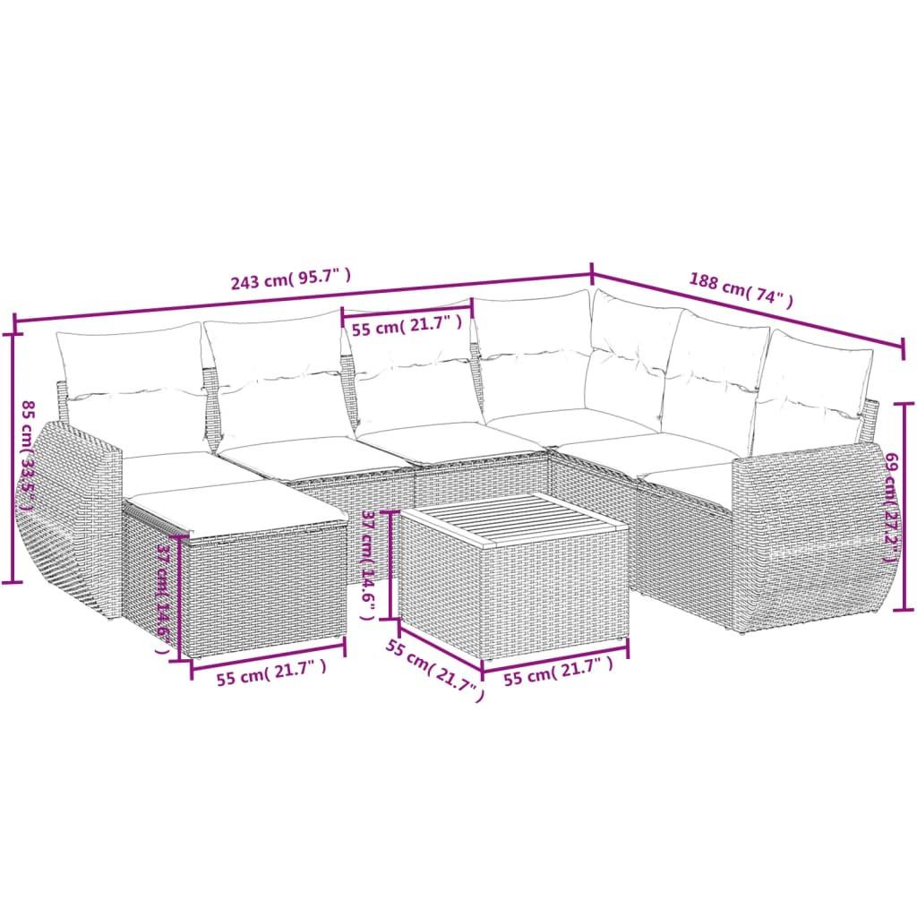 VidaXL Ensemble de canapés de jardin rotin synthétique  