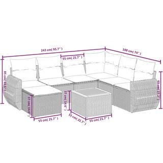 VidaXL Ensemble de canapés de jardin rotin synthétique  