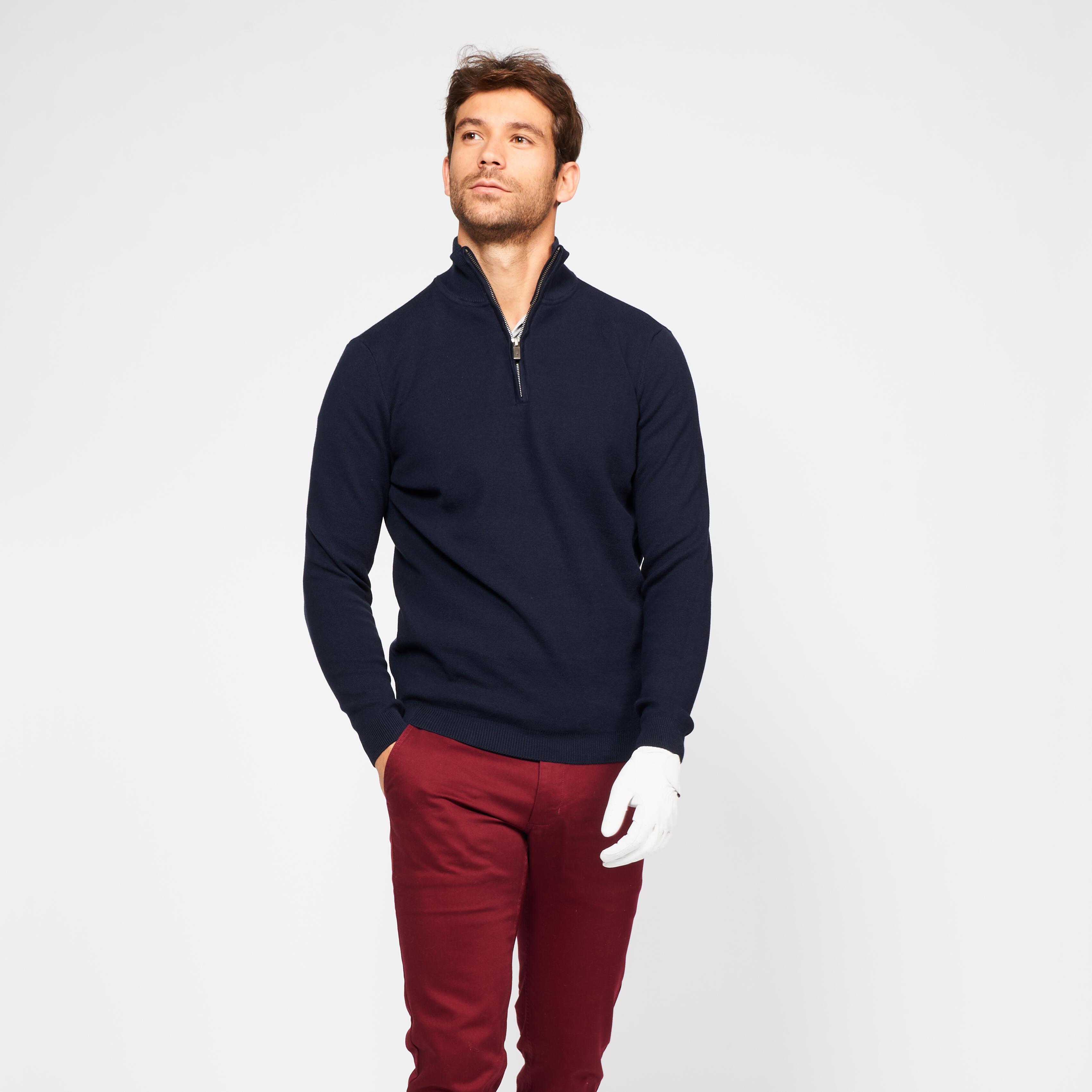 INESIS  Pullover golf 1/2 zip uomo cotone 