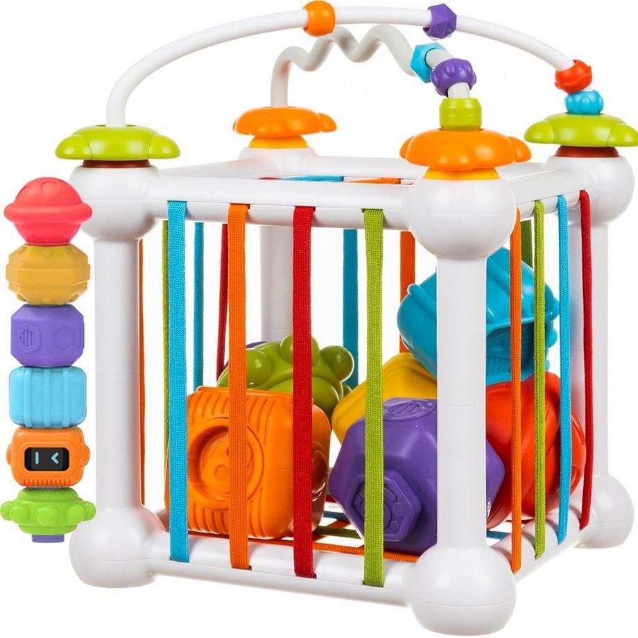 Kruzzel  Cube sensoriel pour les tout-petits - 15 x 15 cm 