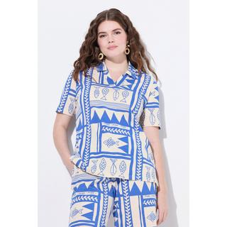 Ulla Popken Polo Stampa Pesci Vestibilità Classica  