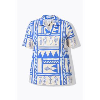 Ulla Popken Polo Stampa Pesci Vestibilità Classica  