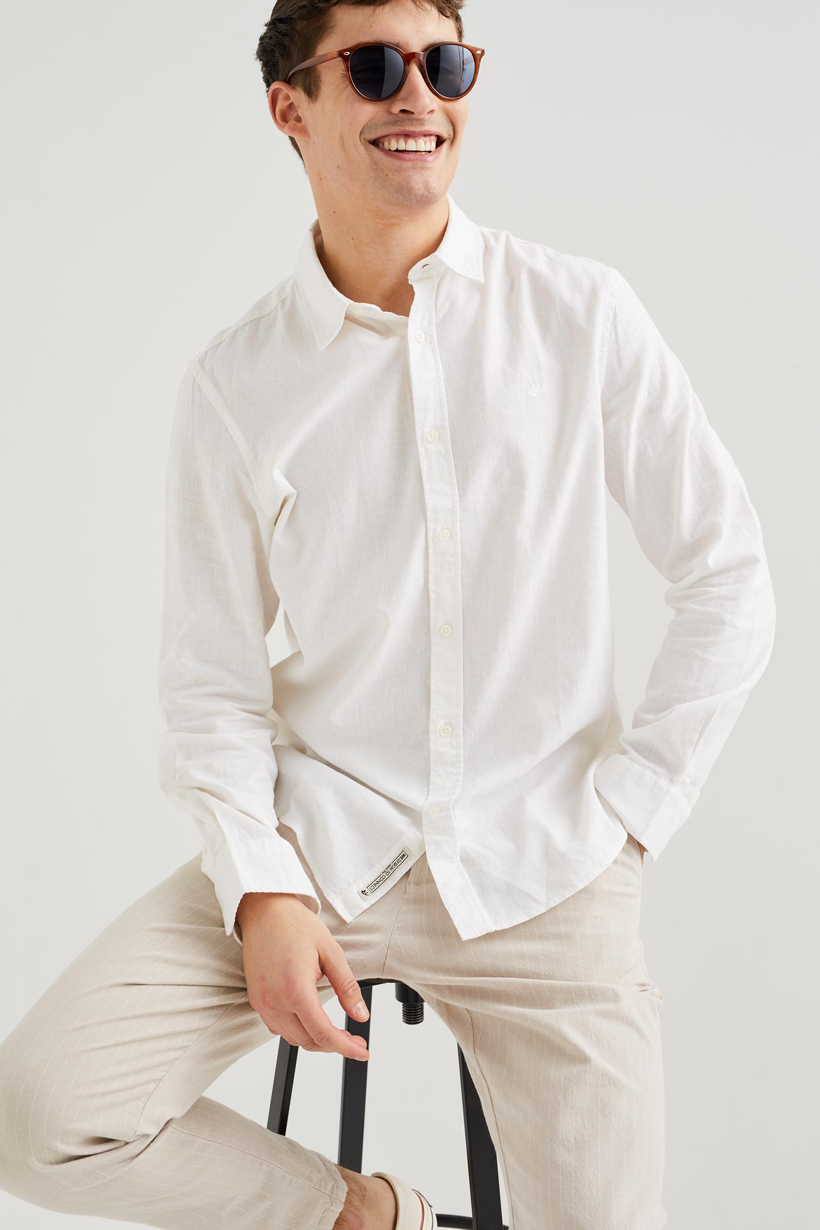 WE Fashion  Chemise Slim Fit De Mélange De Lin Homme 
