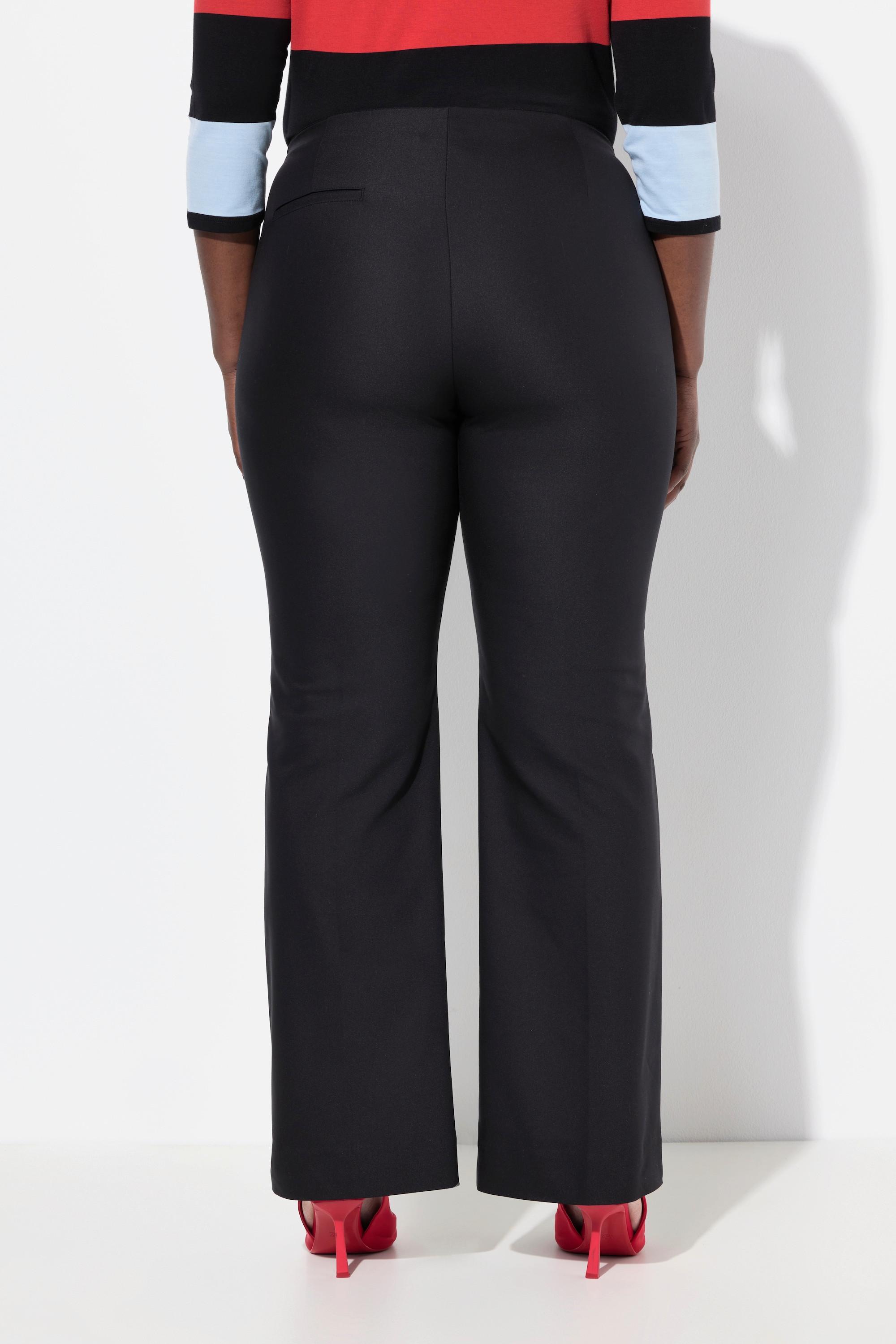 Ulla Popken  Pantalon droit Rose avec ceinture confortable et tissu stretch 