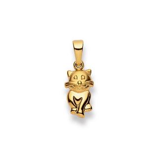 MUAU Schmuck  Pendentif chat or jaune 750, 19x14mm 