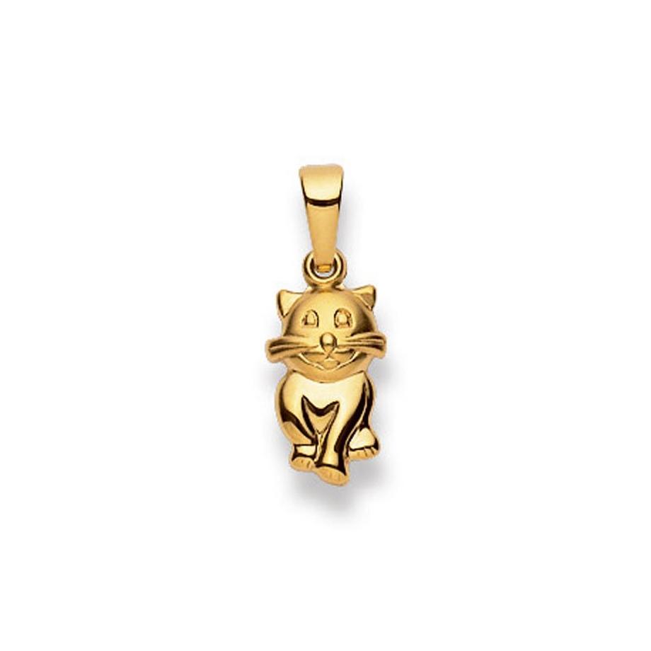 Pendentif chat or jaune 750, 19x14mm