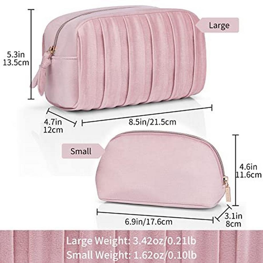 Only-bags.store  Große Kosmetiktasche aus Samt, Schminktasche für die Reise, Schminktaschenset 2 Stück, Beauty Case 