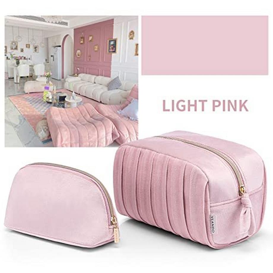 Only-bags.store  Große Kosmetiktasche aus Samt, Schminktasche für die Reise, Schminktaschenset 2 Stück, Beauty Case 