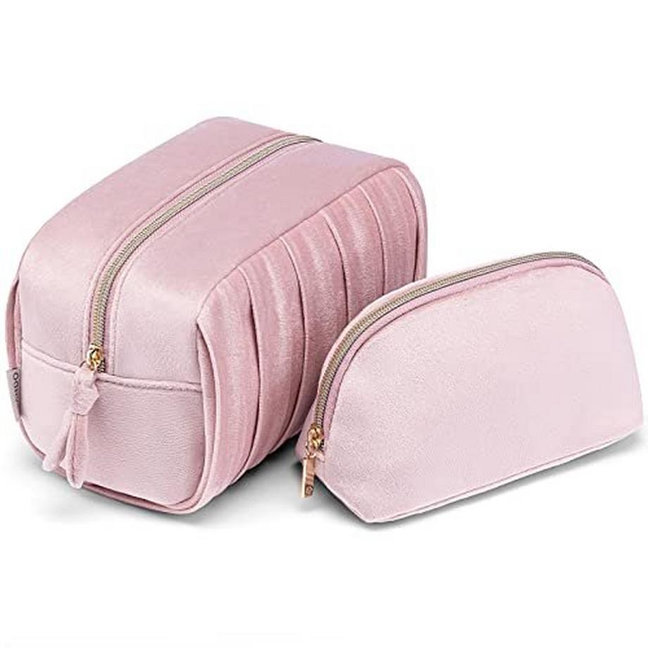 Only-bags.store  Große Kosmetiktasche aus Samt, Schminktasche für die Reise, Schminktaschenset 2 Stück, Beauty Case 